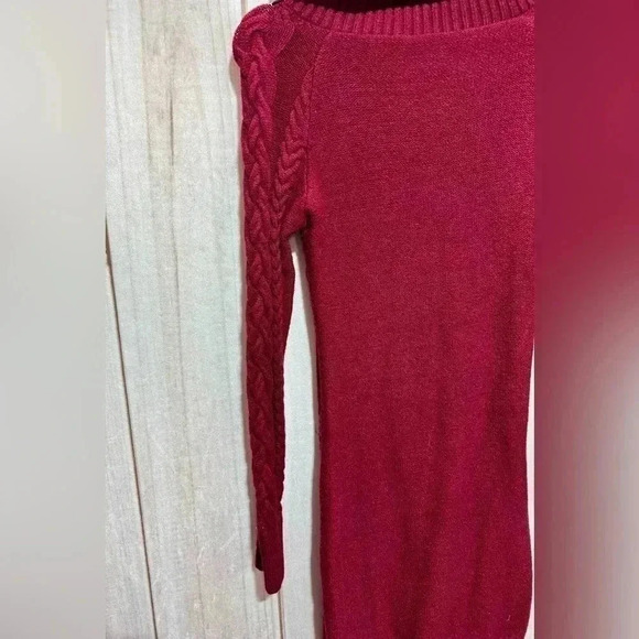 Sidefeel Women Asymmetric Buttoned Cable Knit Bodycon Mini Sweater Dress Size S - Picture 7 of 8